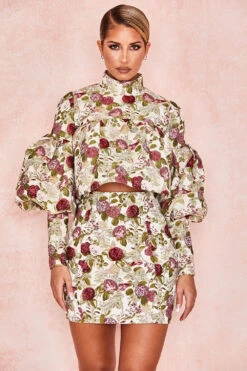 Vintage Floral Ruffle Top