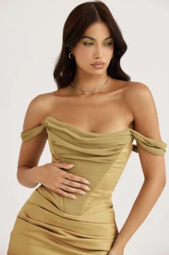 Olive Satin Corset Midi Dress -Traumhafte Kleider natalya 8e