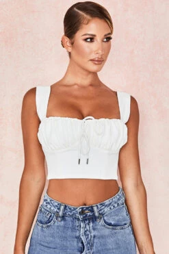 White Blouson Corset Top