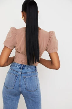 Tan Mesh Puff Sleeve Gathered Corset -Traumhafte Kleider nora 9