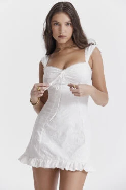 White Embroidered Mini Dress