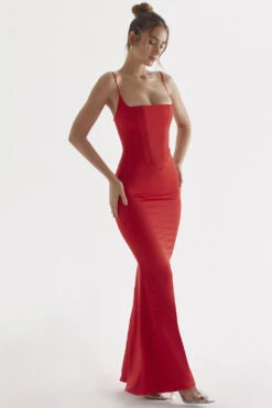 Red Rose Satin Corset Maxi Dress -Traumhafte Kleider olivette 7
