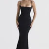 Black Satin Corset Maxi Dress -Traumhafte Kleider olivette bl1