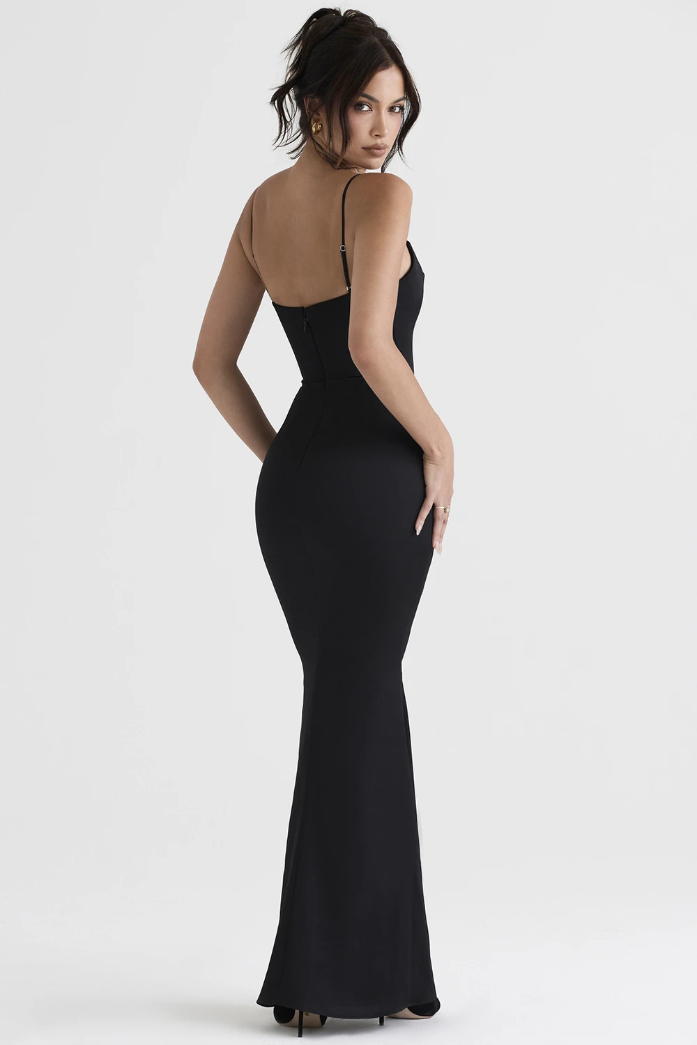 Black Satin Corset Maxi Dress 9 Black Satin Corset Maxi Dress – Bild 7