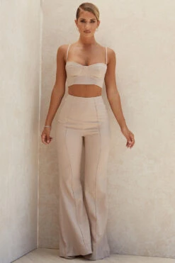 Beige Tencel Linen Trousers
