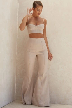 Beige Tencel Linen Trousers -Traumhafte Kleider omariaalesha 3