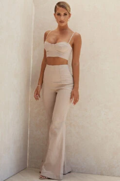 Beige Tencel Linen Trousers -Traumhafte Kleider omariaalesha 7