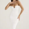 White Ribbed Knit Strapless Midi Dress 1 White Ribbed Knit Strapless Midi Dress -Traumhafte Kleider oriana 3