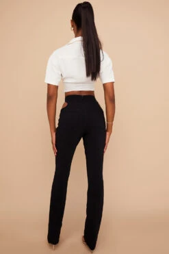 Black Crepe Cutout Trousers -Traumhafte Kleider osaka 15