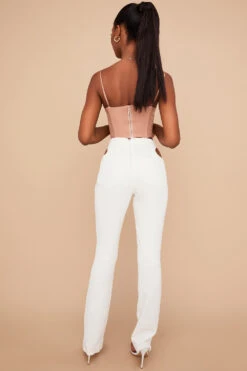 White Crepe Cutout Trousers -Traumhafte Kleider osakalottie 6