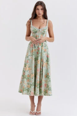 Light Jade Print Bustier Sundress -Traumhafte Kleider paloma gre1