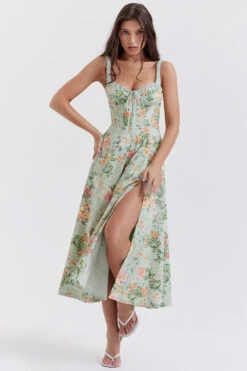 Light Jade Print Bustier Sundress