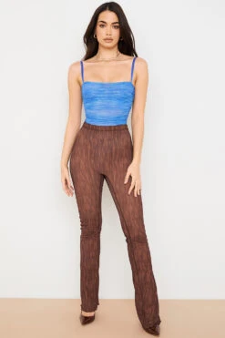 Sky Blue Print Ruched Mesh Bodysuit -Traumhafte Kleider pearl 1