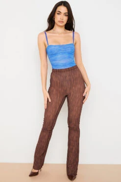 Sky Blue Print Ruched Mesh Bodysuit -Traumhafte Kleider pearl 2