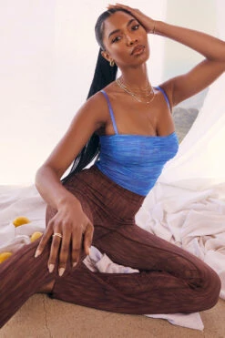 Sky Blue Print Ruched Mesh Bodysuit -Traumhafte Kleider pearl b12