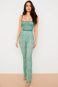 Ivy Print Ruched Mesh Bodysuit -Traumhafte Kleider pearlerin 3