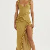 Olive Ruffle Maxi Dress -Traumhafte Kleider pixie 12r