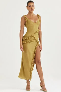 Olive Ruffle Maxi Dress -Traumhafte Kleider pixie 13r