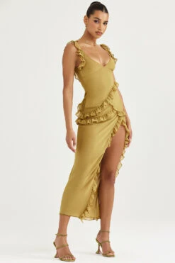 Olive Ruffle Maxi Dress -Traumhafte Kleider pixie 19r
