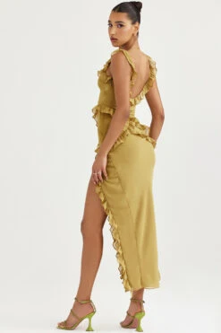 Olive Ruffle Maxi Dress -Traumhafte Kleider pixie 20r