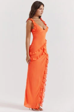 Flame Orange Ruffle Maxi Dress -Traumhafte Kleider pixie 5