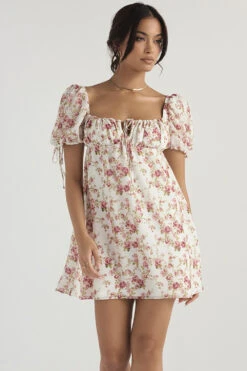 Rose Print Mini Dress