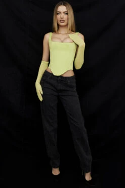 Lime Satin Longline Corset -Traumhafte Kleider rafa g 6n