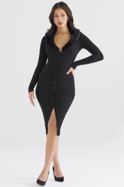 Black Faux Fur Trim Dress 19 Black Faux Fur Trim Dress -Traumhafte Kleider raine 2