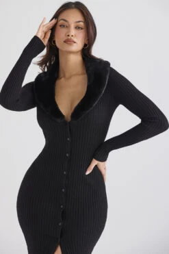 Black Faux Fur Trim Dress 22 Black Faux Fur Trim Dress -Traumhafte Kleider raine 6