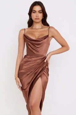 Toffee Satin Balcony Corset Dress