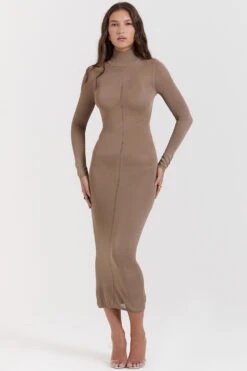 Tan Knit Midi Dress -Traumhafte Kleider roberta 2t