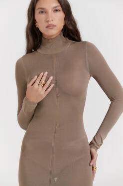 Tan Knit Midi Dress -Traumhafte Kleider roberta 6t