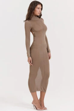 Tan Knit Midi Dress -Traumhafte Kleider roberta 7t
