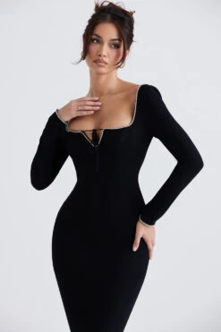 Black Crystal Embellished Maxi Dress 21 Black Crystal Embellished Maxi Dress -Traumhafte Kleider rosa 4