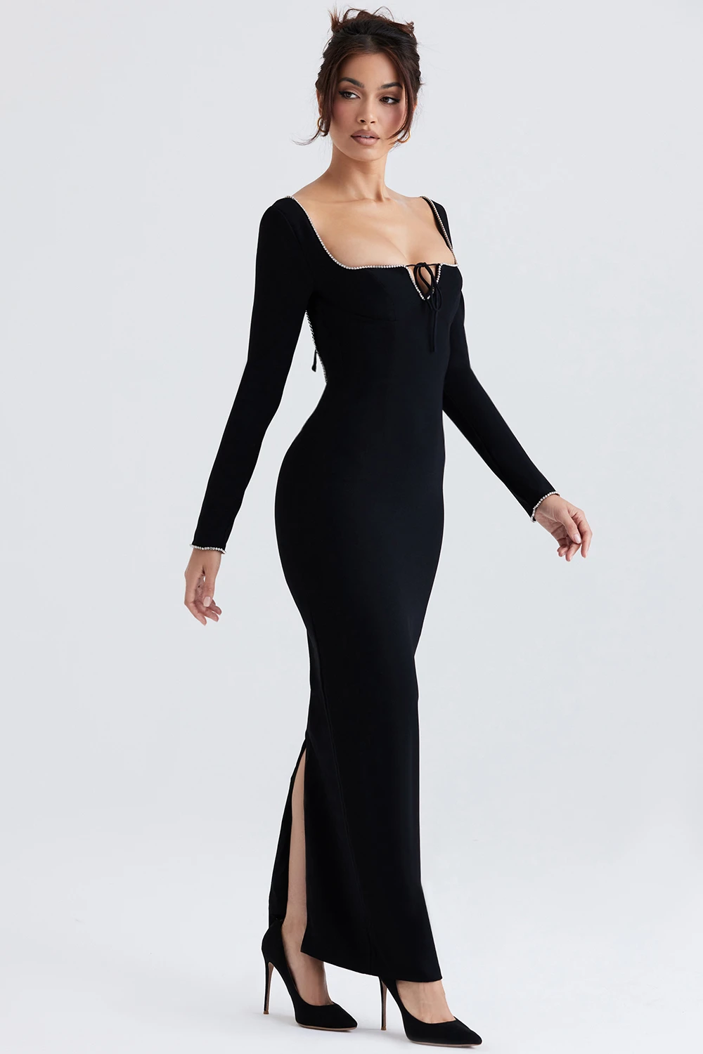 Black Crystal Embellished Maxi Dress 11 Black Crystal Embellished Maxi Dress – Bild 9