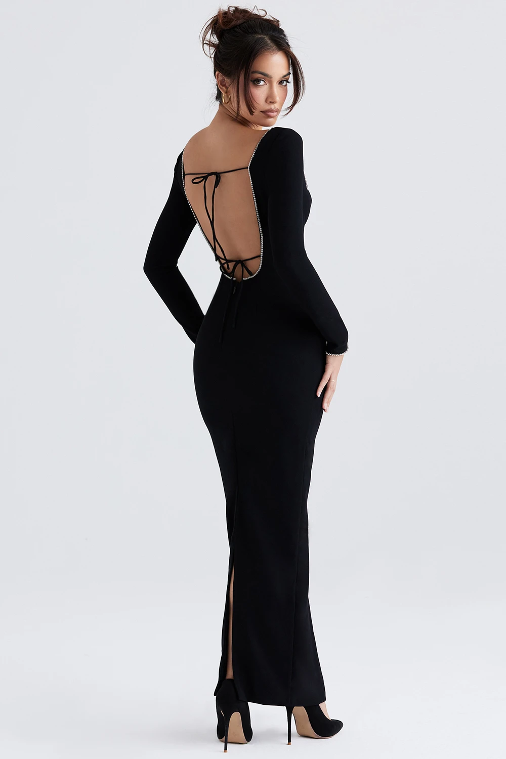 Black Crystal Embellished Maxi Dress 12 Black Crystal Embellished Maxi Dress – Bild 10