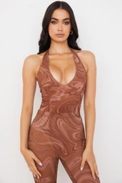 Cocoa Swirl Print Halter Bodysuit 20 Cocoa Swirl Print Halter Bodysuit -Traumhafte Kleider sabine 1