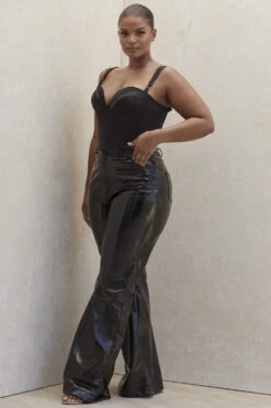 Black Vegan Leather High Waisted Trousers -Traumhafte Kleider saffy 22