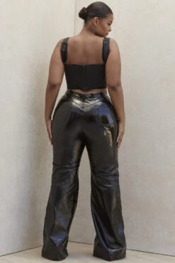 Black Vegan Leather High Waisted Trousers -Traumhafte Kleider saffy 23