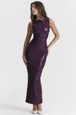 Merlot Vegan Leather Maxi Dress -Traumhafte Kleider sahara 3z