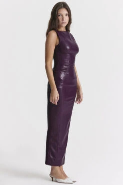 Merlot Vegan Leather Maxi Dress -Traumhafte Kleider sahara 7z