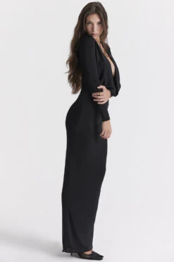 Black Draped Maxi Dress -Traumhafte Kleider saskia 7