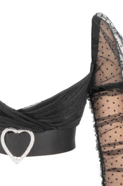 Gathered Mesh Heart Buckle Top -Traumhafte Kleider sb5666 04