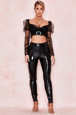 Gathered Mesh Heart Buckle Top -Traumhafte Kleider sb5666 2