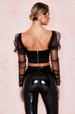 Gathered Mesh Heart Buckle Top -Traumhafte Kleider sb5666 7