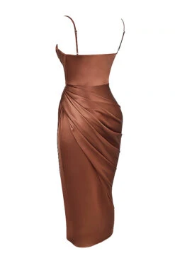 Toffee Satin Balcony Corset Dress -Traumhafte Kleider sb5813d 02a