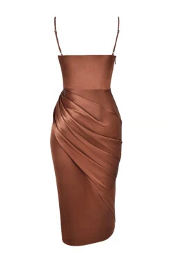 Toffee Satin Balcony Corset Dress -Traumhafte Kleider sb5813d 03a