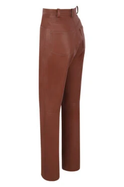 Tan Stretch Vegan Leather Trousers -Traumhafte Kleider sb5887a 02c