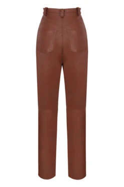 Tan Stretch Vegan Leather Trousers -Traumhafte Kleider sb5887a 03c