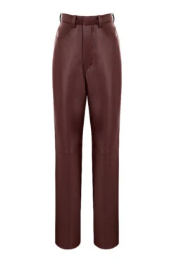 Dark Brown Stretch Vegan Leather Trousers 23 Dark Brown Stretch Vegan Leather Trousers -Traumhafte Kleider sb5887d 01a